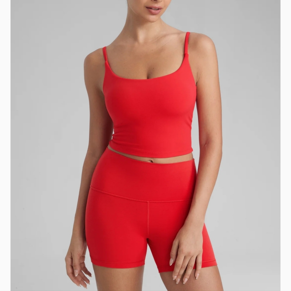CRZ YOGA Deep Red Sports Bra Cropped Tank Deep Red #10